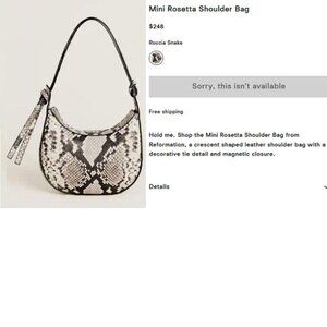 REFORMATION Mini Rosetta Shoulder Bag in Roccia Snake